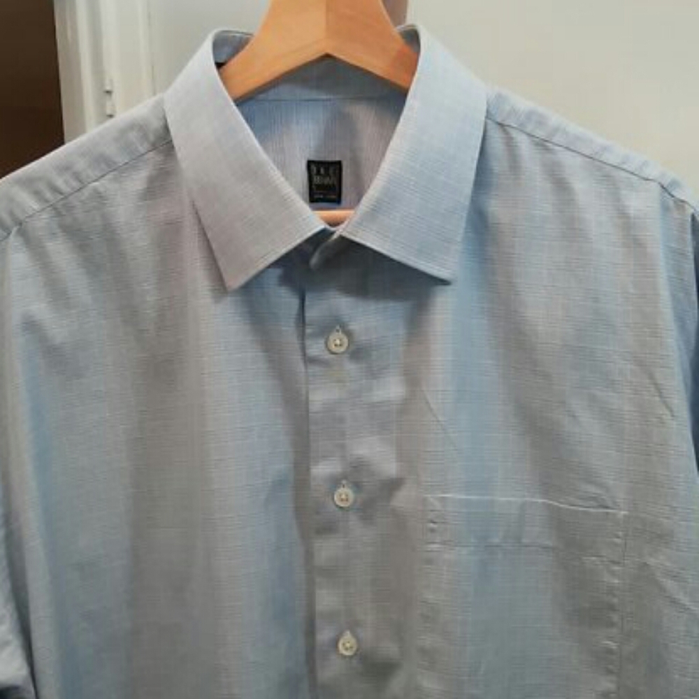 Ike Behar Cotton Glen Check Blue Shirt 17.5/34